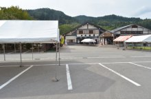 鮎まつり会場準備始まりました：画像